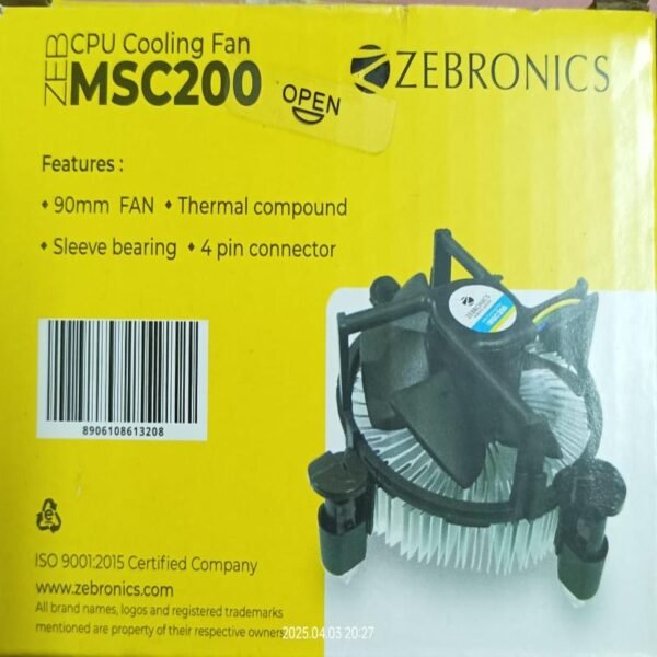 Zebronics CPU Cooling Fan – Intel Processor Compatible - Image 3